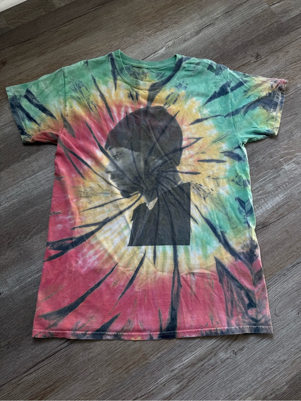Vintage Snoop Dogg Tie-Dye Graphic T-shirt Rasta Red Green Yellow Hippie S M